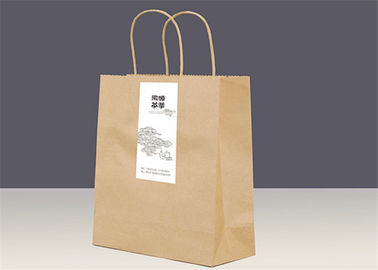 Full Color Printing Foldable Shopping Bag / Brown Paper Bags With Handles